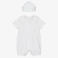 Sarah Louise Baby Boys White Sailor Shortie Set