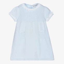 Sarah Louise Baby Girls Blue Knitted Dress