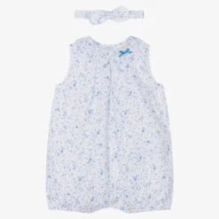 Sarah Louise Baby Girls Blue Shortie & Headband Set