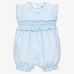 Sarah Louise Baby Girls Blue Smocked Shortie
