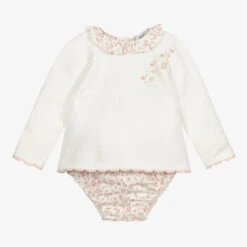 Sarah Louise Baby Ivory & Pink Shorts Set