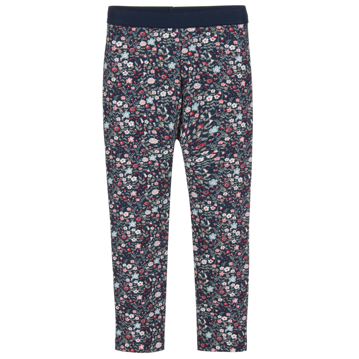 Sarah Louise Blue Cotton Floral Leggings 1 Sarah Louise Blue Cotton Floral Leggings