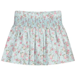 Sarah Louise Blue Cotton Floral Skirt