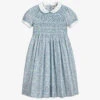 Sarah Louise Blue Floral Smocked Dress