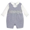 Sarah Louise Blue & Ivory Smocked Romper