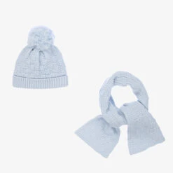 Sarah Louise Blue Knit Baby Hat & Scarf Set