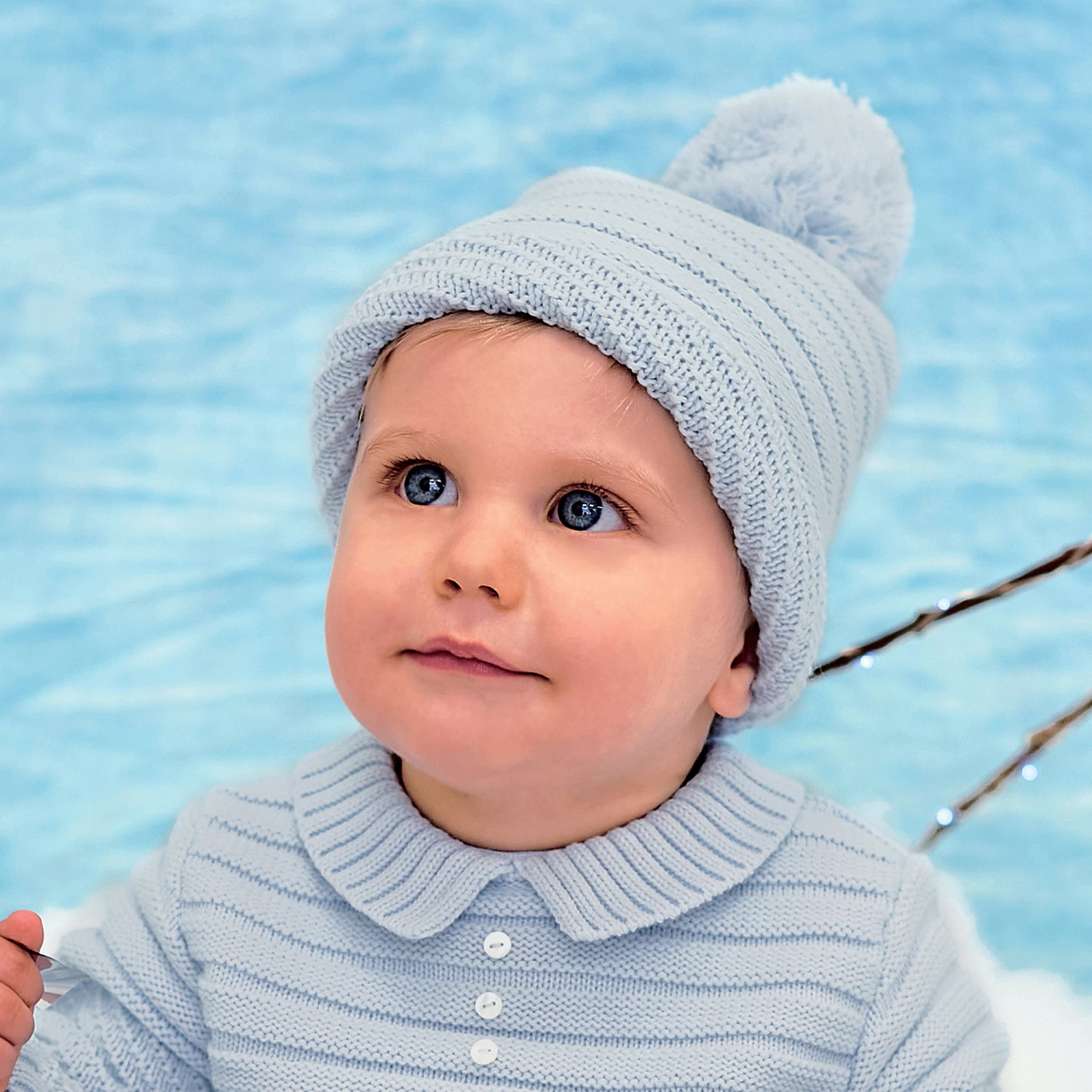 Sarah Louise Blue Knitted Hat & Scarf Set 2 Sarah Louise Blue Knitted Hat & Scarf Set - Image 2