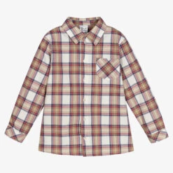 Sarah Louise Boys Beige Checked Shirt