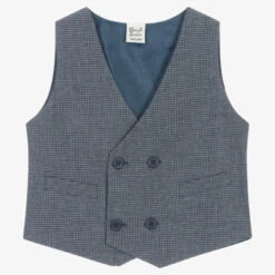 Sarah Louise Boys Blue & Grey Check Waistcoat