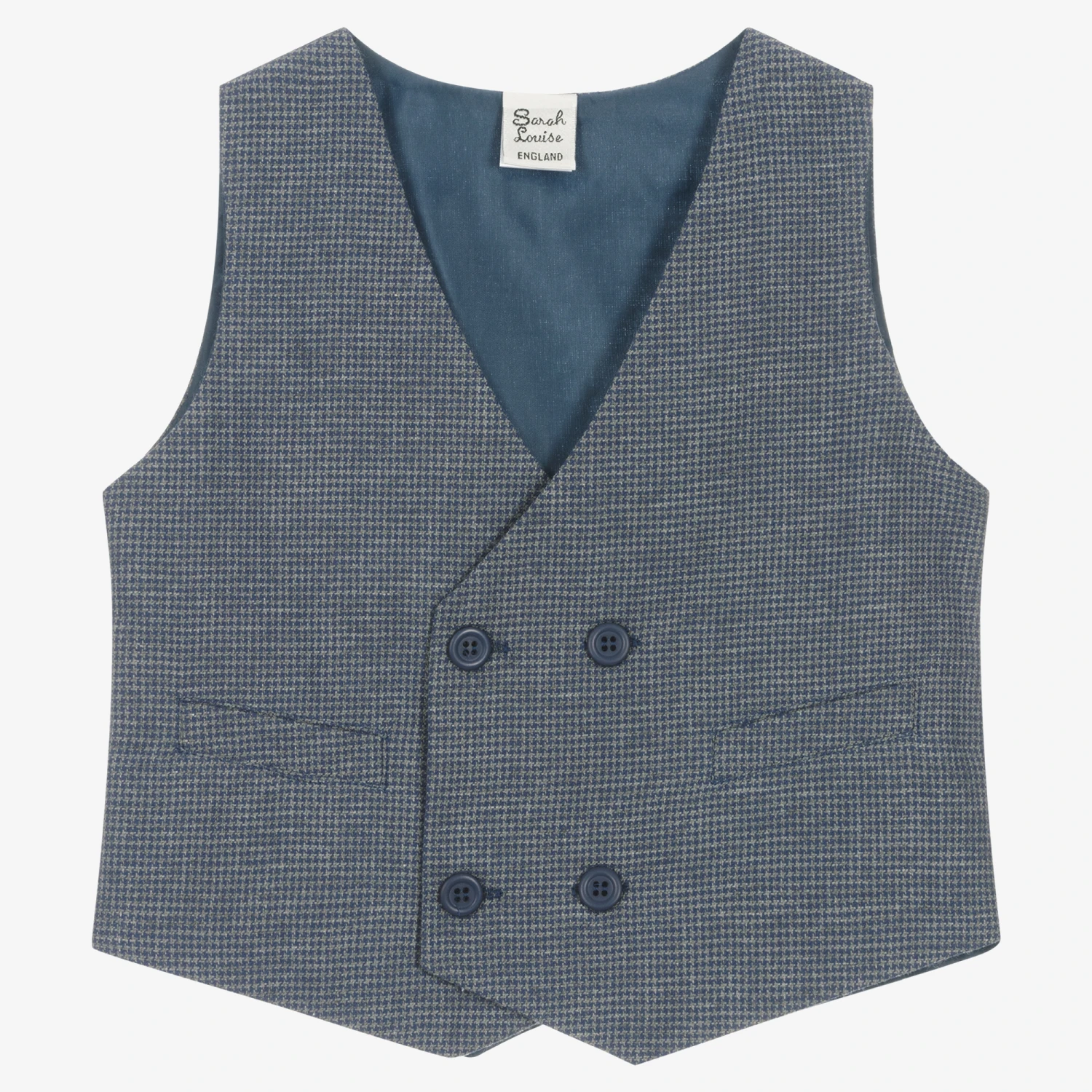 Sarah Louise Boys Blue & Grey Check Waistcoat 1 Sarah Louise Boys Blue & Grey Check Waistcoat