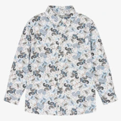 Sarah Louise Boys Blue Paisley Print Cotton Shirt