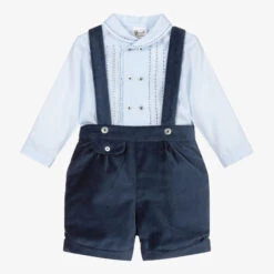 Sarah Louise Boys Blue Velvet Shorts Set