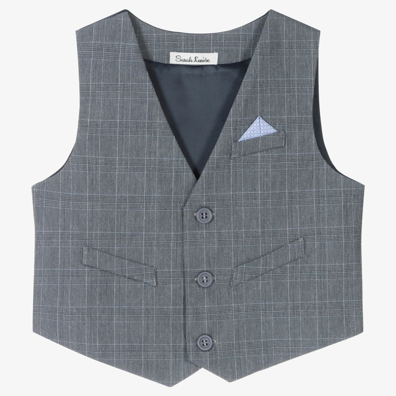 Sarah Louise Boys Grey Check Waistcoat 1 Sarah Louise Boys Grey Check Waistcoat