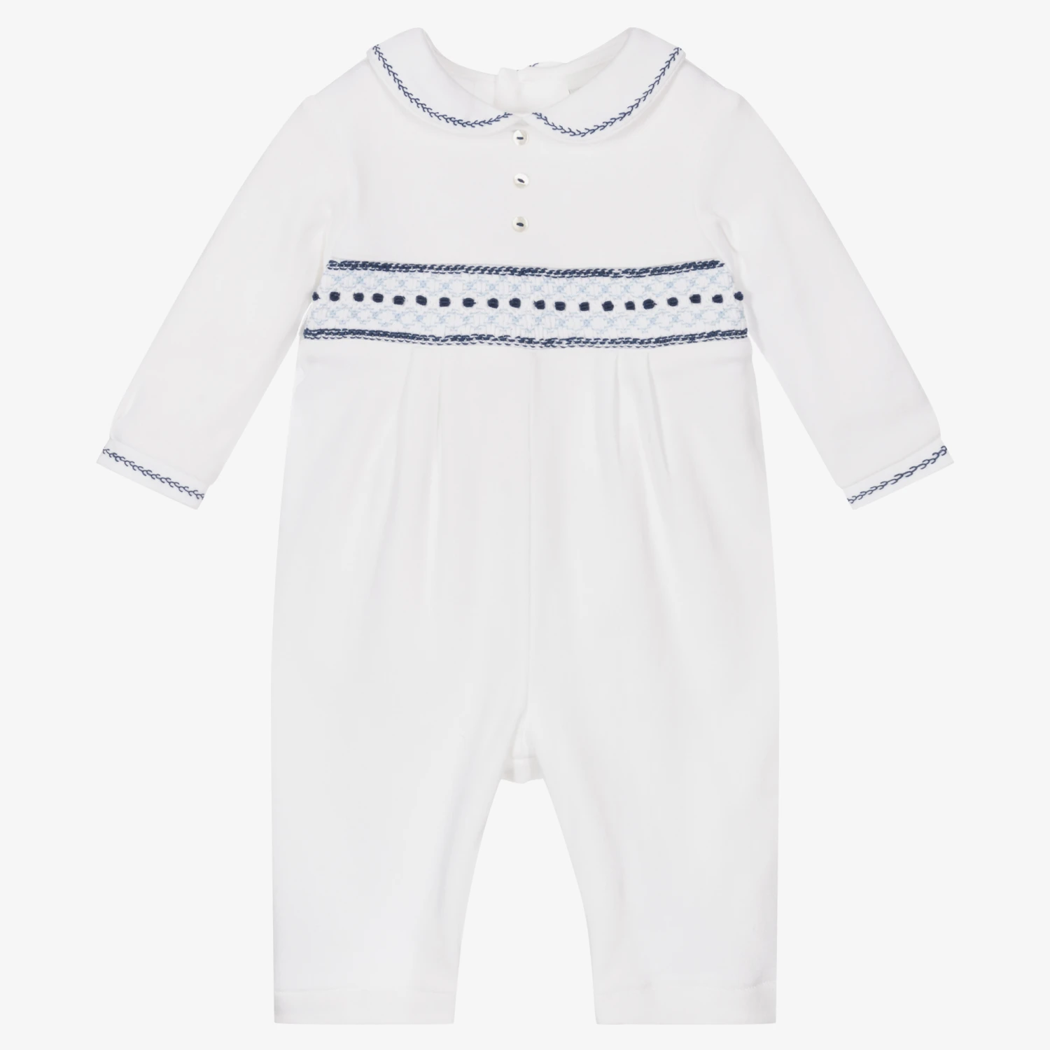 Sarah Louise Boys Ivory Cotton Babysuit 1 Sarah Louise Boys Ivory Cotton Babysuit