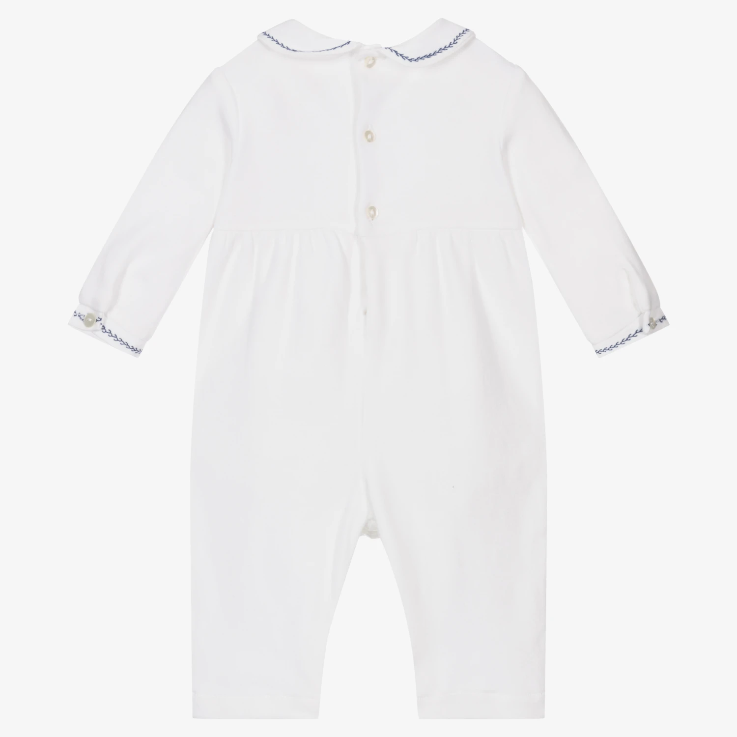 Sarah Louise Boys Ivory Cotton Babysuit 2 Sarah Louise Boys Ivory Cotton Babysuit - Image 2