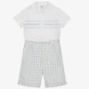 Sarah Louise Boys White & Blue Buster Suit