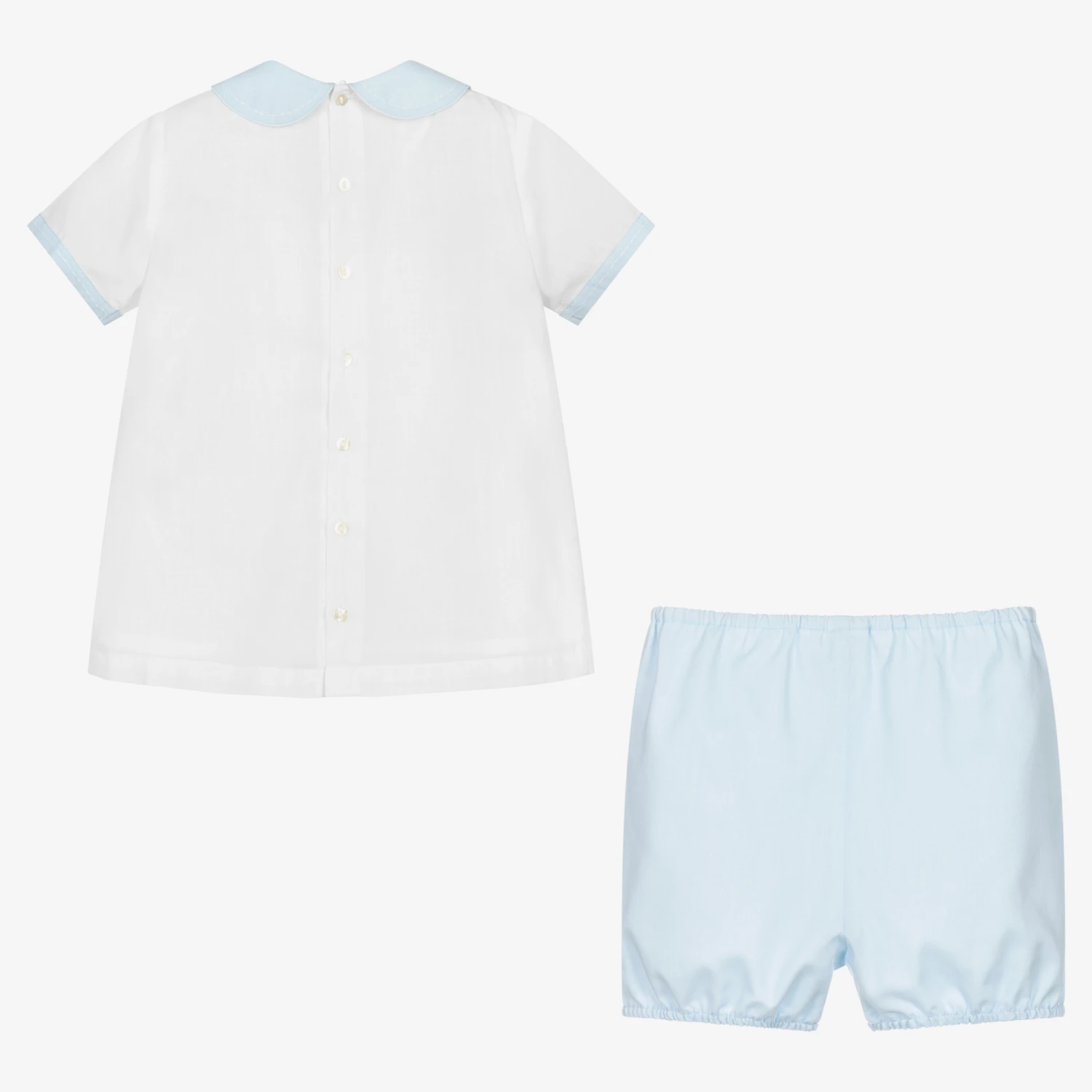 Sarah Louise Boys White & Blue Shorts Set 3 Sarah Louise Boys White & Blue Shorts Set - Image 3