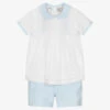 Sarah Louise Boys White & Blue Shorts Set