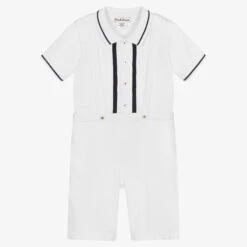 Sarah Louise Boys White Cotton Knit Shorts Set