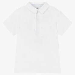 Sarah Louise Boys White Cotton Polo Shirt