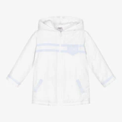 Sarah Louise Boys White Hooded Coat