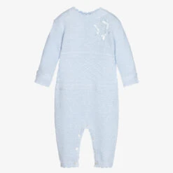 Sarah Louise Girls Blue Cotton Knit Romper