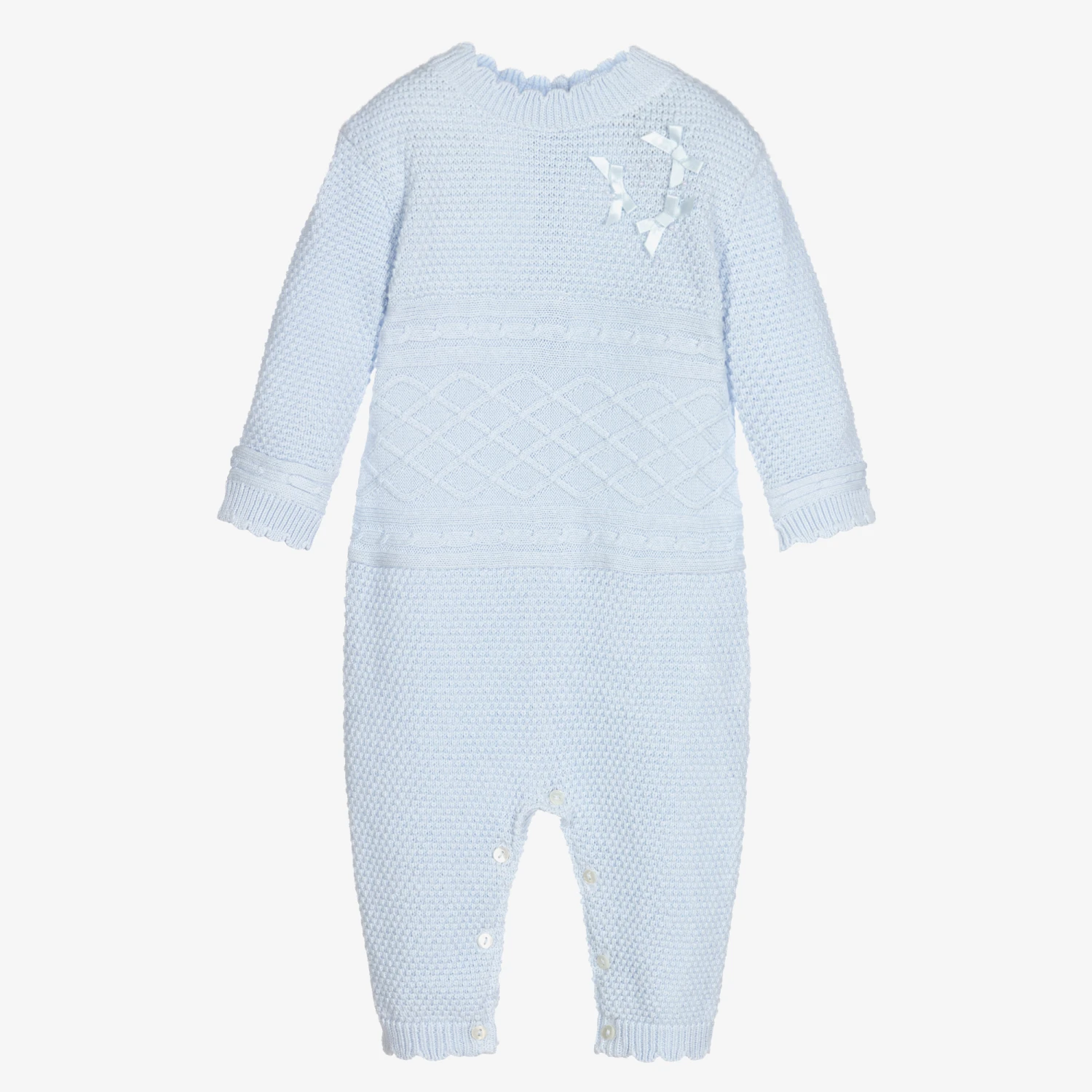 Sarah Louise Girls Blue Cotton Knit Romper 1 Sarah Louise Girls Blue Cotton Knit Romper