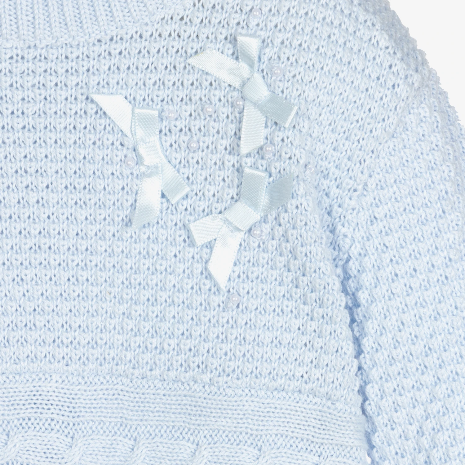 Sarah Louise Girls Blue Cotton Knit Romper 3 Sarah Louise Girls Blue Cotton Knit Romper - Image 3