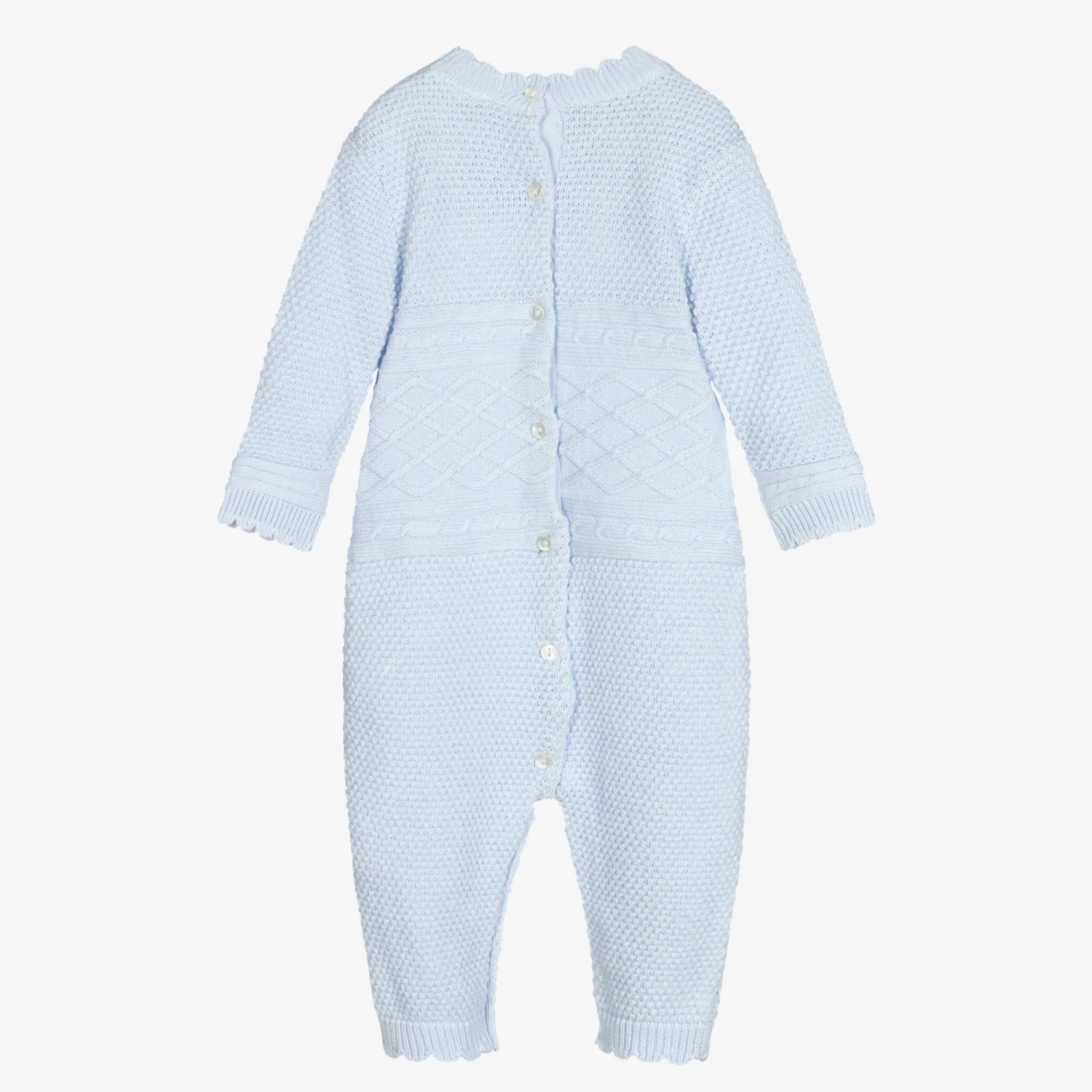 Sarah Louise Girls Blue Cotton Knit Romper 2 Sarah Louise Girls Blue Cotton Knit Romper - Image 2