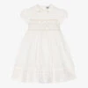 Sarah Louise Girls Ivory & Beige Smocked Dress