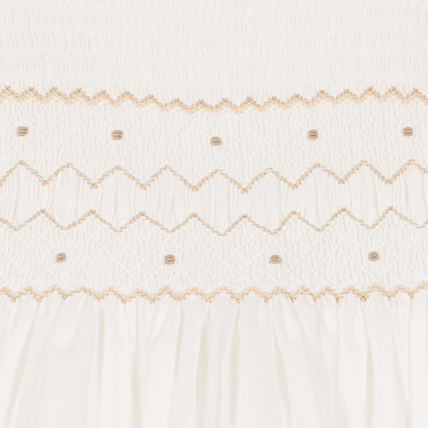 Sarah Louise Girls Ivory & Beige Smocked Dress 3 Sarah Louise Girls Ivory & Beige Smocked Dress - Image 3