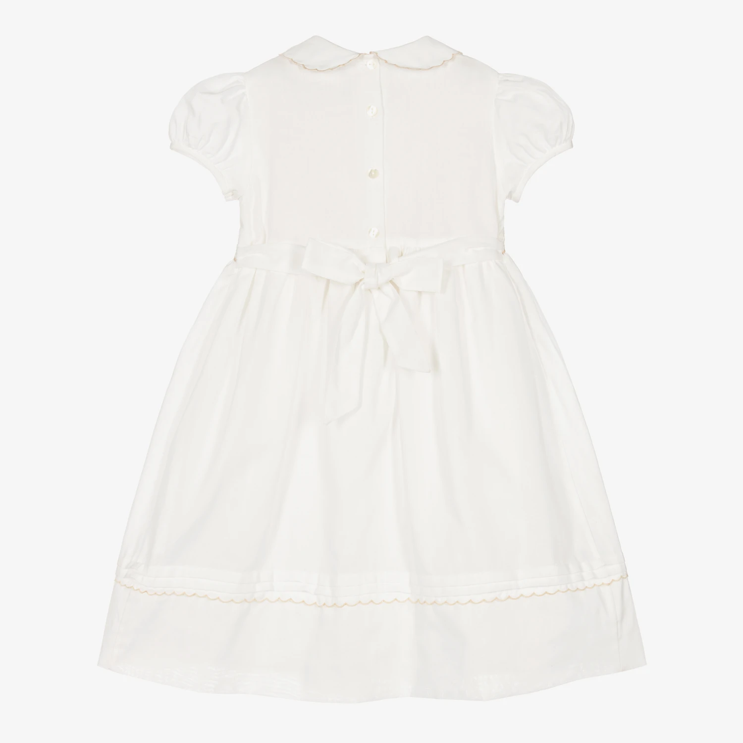 Sarah Louise Girls Ivory & Beige Smocked Dress 2 Sarah Louise Girls Ivory & Beige Smocked Dress - Image 2