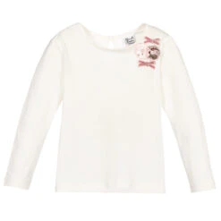 Sarah Louise Girls Ivory Cotton Top