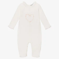 Sarah Louise Girls Ivory Knit Babysuit