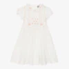 Sarah Louise Girls Ivory & Pink Cotton Hand-Smocked Dress