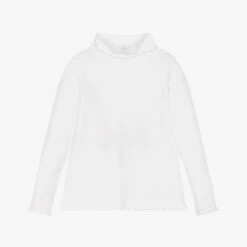 Sarah Louise Girls Ivory Roll Neck Top