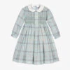 Sarah Louise Girls Mint Check Smocked Dress
