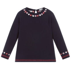 Sarah Louise Girls Navy Blue Cotton Top