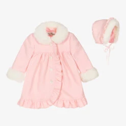 Sarah Louise Girls Pink Coat & Bonnet Set