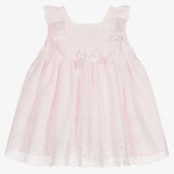 Sarah Louise Girls Pink Cotton Dress