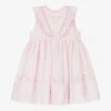 Sarah Louise Girls Pink Cotton Hand-Smocked Dress