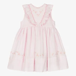 Sarah Louise Girls Pink Cotton Hand-Smocked Dress