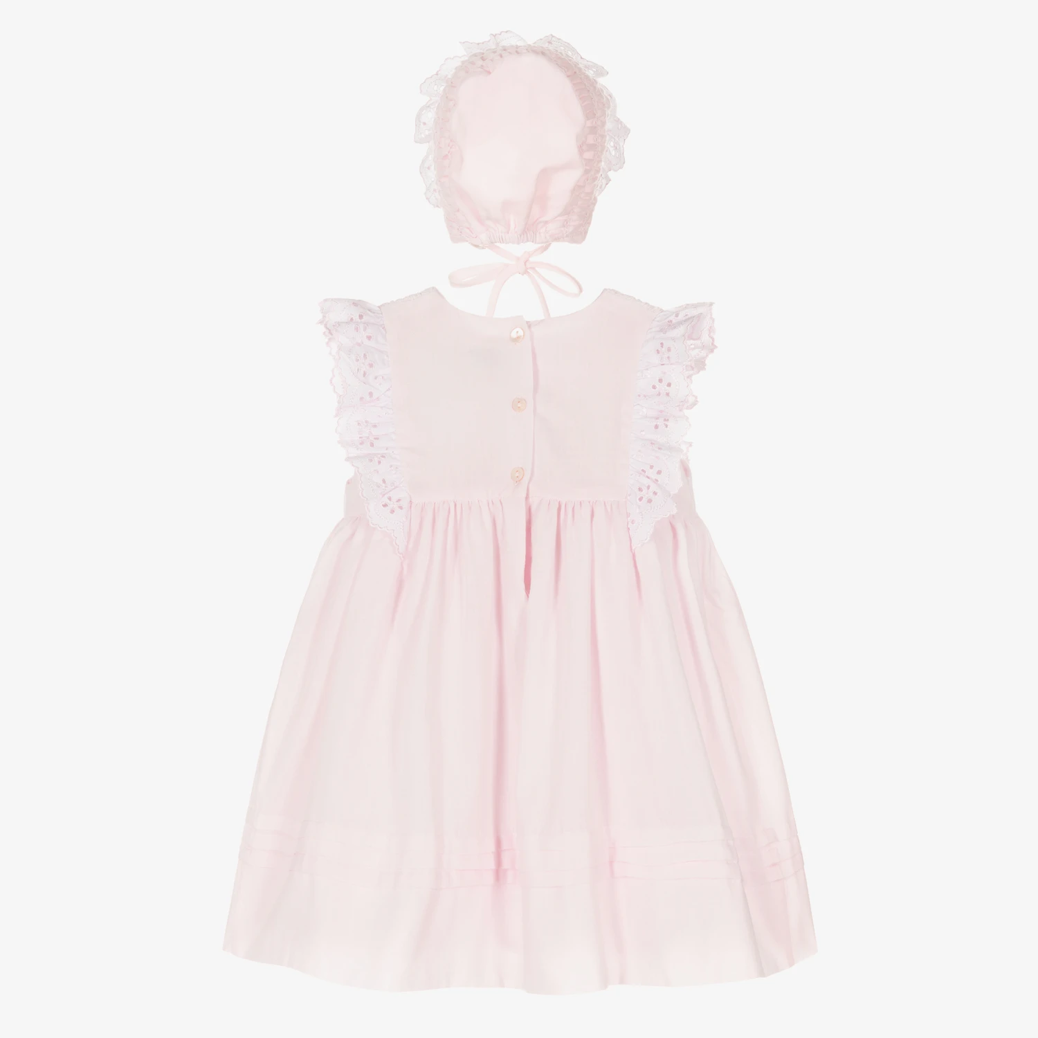 Sarah Louise Girls Pink Cotton Hand-Smocked Dress Set 2 Sarah Louise Girls Pink Cotton Hand-Smocked Dress Set - Image 2