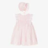 Sarah Louise Girls Pink Cotton Hand-Smocked Dress Set