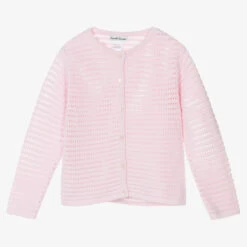 Sarah Louise Girls Pink Cotton Knit Cardigan