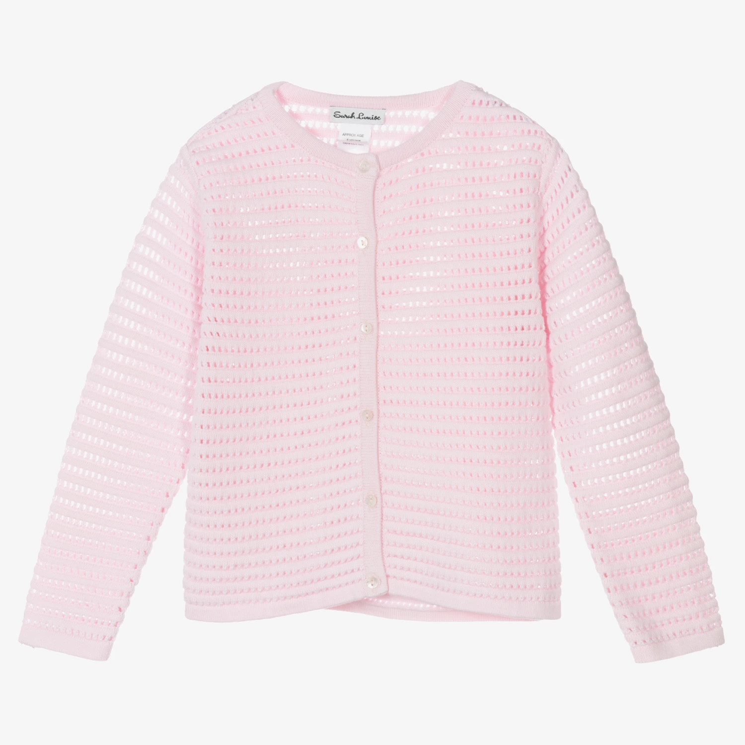 Sarah Louise Girls Pink Cotton Knit Cardigan 1 Sarah Louise Girls Pink Cotton Knit Cardigan