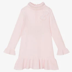 Sarah Louise Girls Pink Cotton Knit Dress