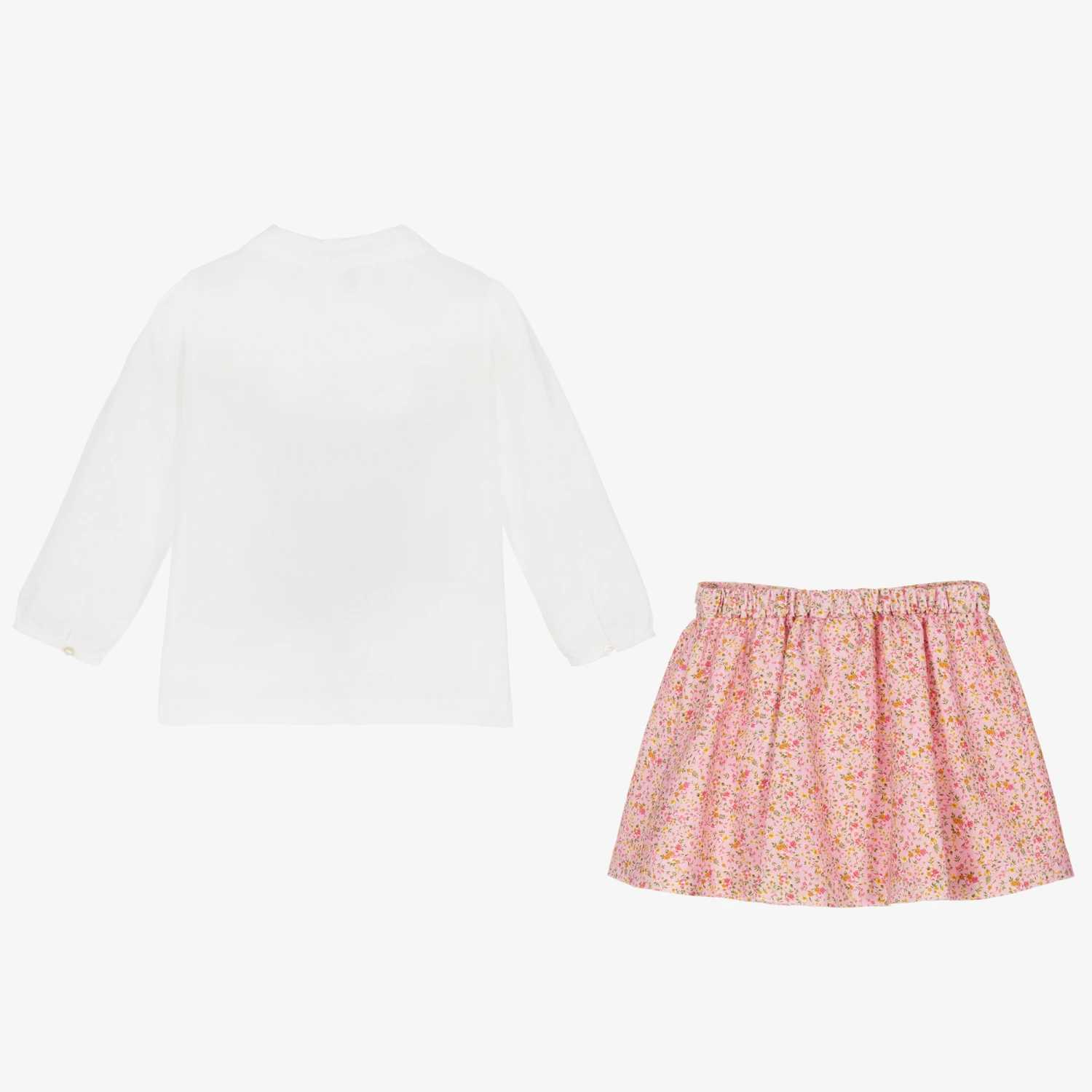 Sarah Louise Girls Pink Cotton Skirt Set 3 Sarah Louise Girls Pink Cotton Skirt Set - Image 3