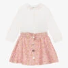 Sarah Louise Girls Pink Cotton Skirt Set