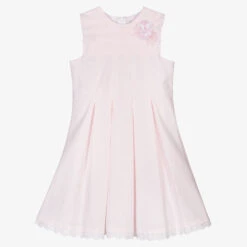 Sarah Louise Girls Pink Pleated Dress